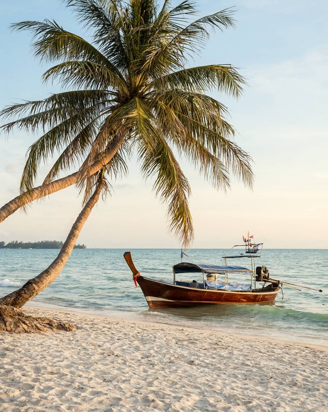 Phu Quoc island tropical beach and sunset waters